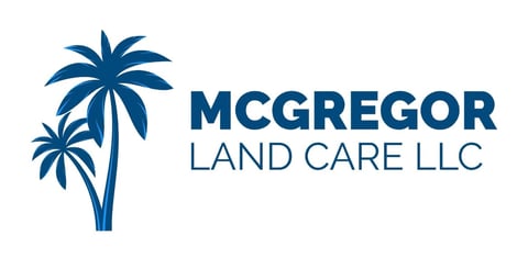 McGregor Land Care LLC logo featuring blue palm trees and company name